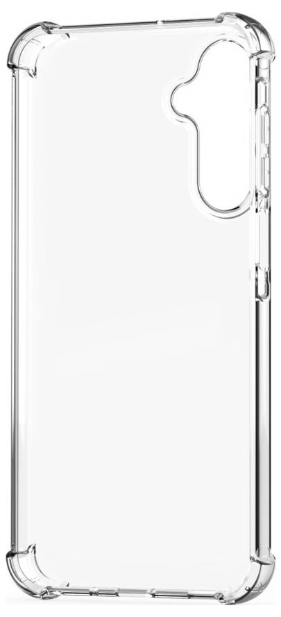 Durchsichtige Schutzcase für Smartphones von hinten gezeigt, mit Ausschnitten für die Kamera und Seitentasten.
