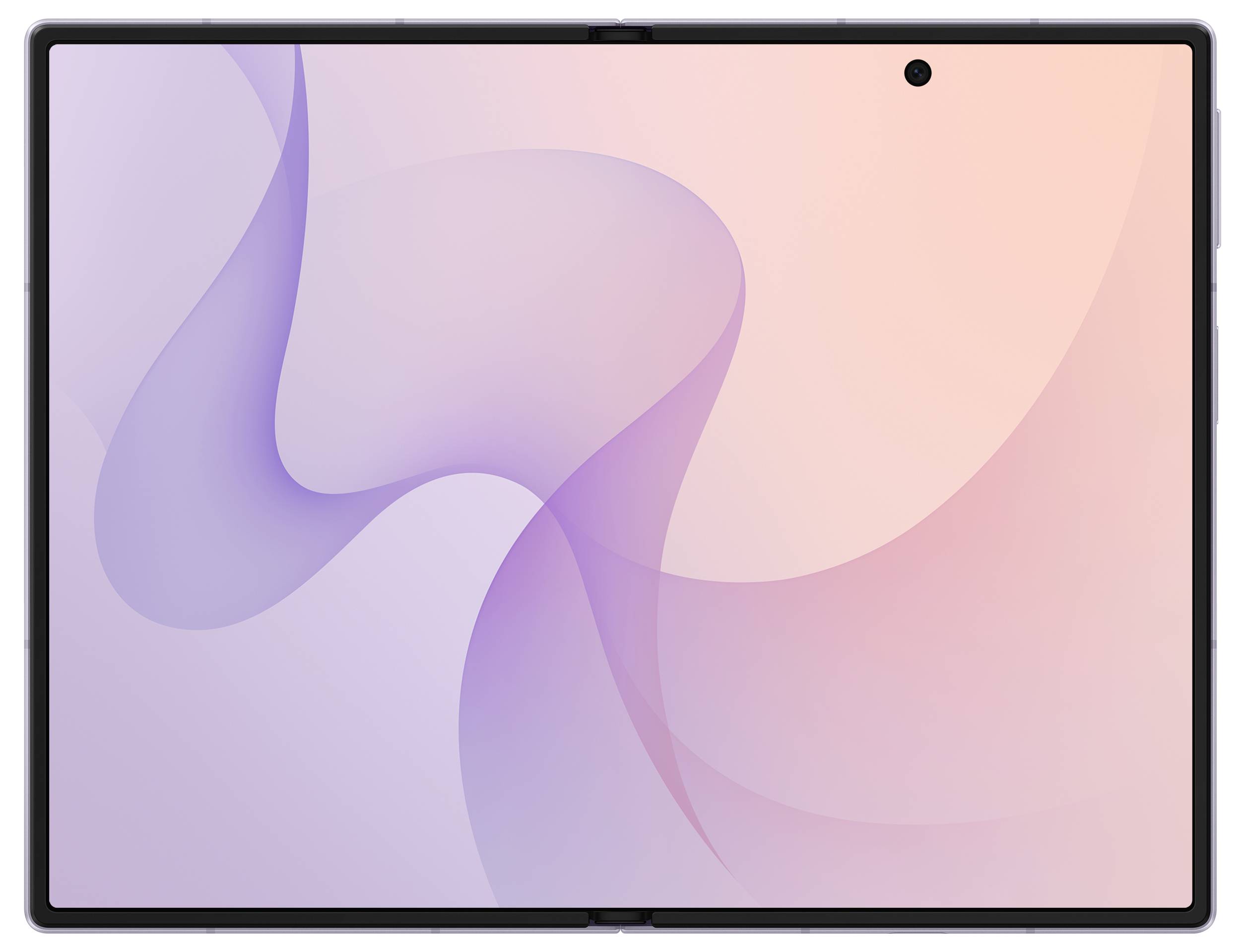 Tablet-Gerät mit abstraktem Tapetenmuster in Pastellrosa und Pastelllila, frontal dargestellt mit zentriertem Kamera-Cutout oben.