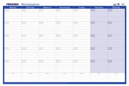 Franken PKW1002 Schreibunterlage Monatsplan, Wochenplan undatiert Weiß, Blau (B x H) 910 mm x 610 m