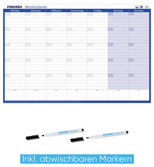 Wochenplanerchart mit der Beschriftung „FRANKEN Wochenplaner
