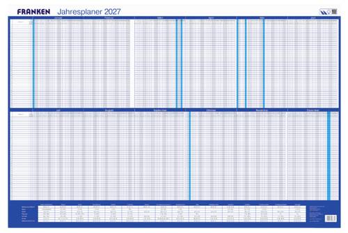 Franken PKU100227 Schreibunterlage Jahresplan 2027 Weiß, Blau (B x H) 910 mm x 610 mm 1 St. PKU1002