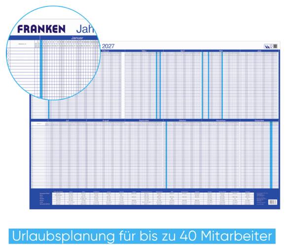 Franken PKU100227 Schreibunterlage Jahresplan 2027 Weiß, Blau (B x H) 910mm x 610mm 1 St. PKU100227