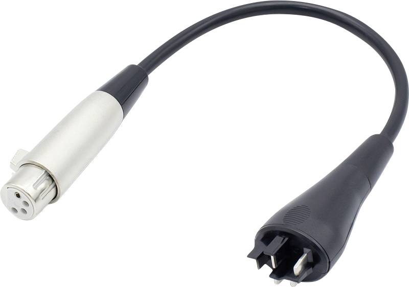 Adapterkabel mit XLR-Buchse auf der einen Seite und 2-poligem Stecker auf der anderen Seite.