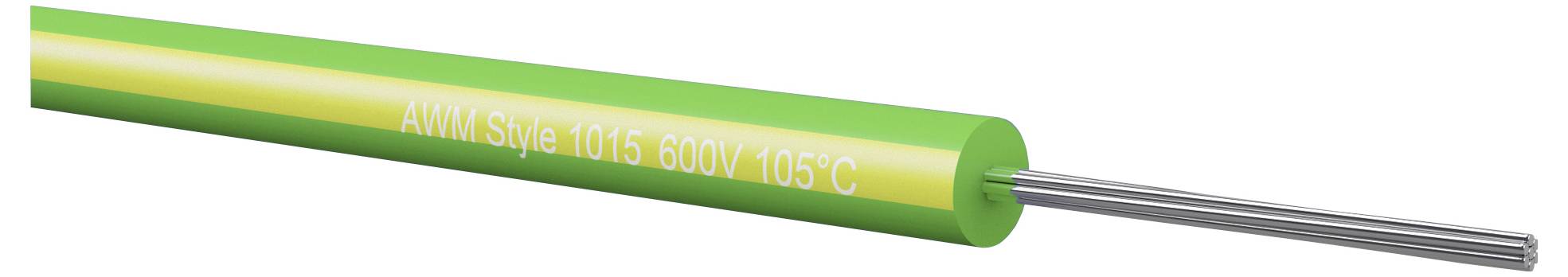 Grünes Elektrokabel mit der Bezeichnung „AWM Style 1015 600V 105°C