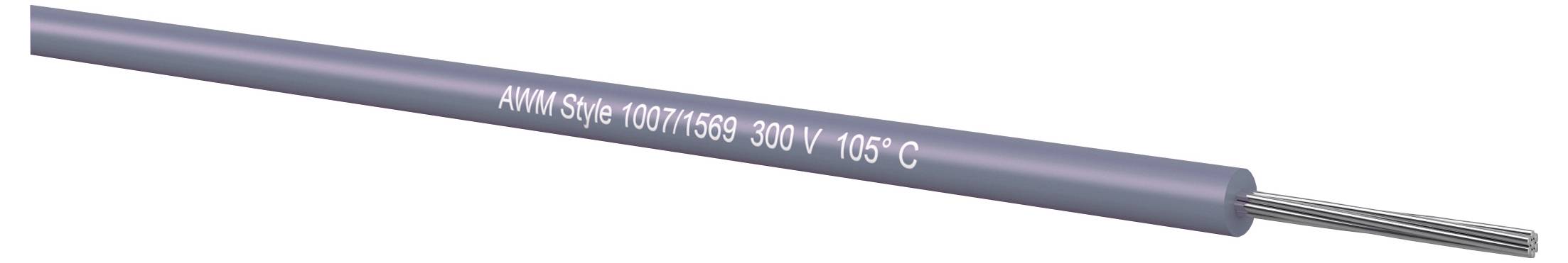 Nahaufnahme eines grauen isolierten Elektrokabels mit der Bezeichnung 