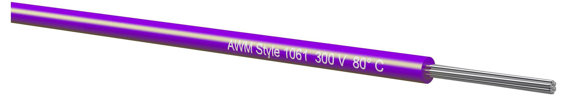 Violettes Stromkabel mit der Beschriftung 