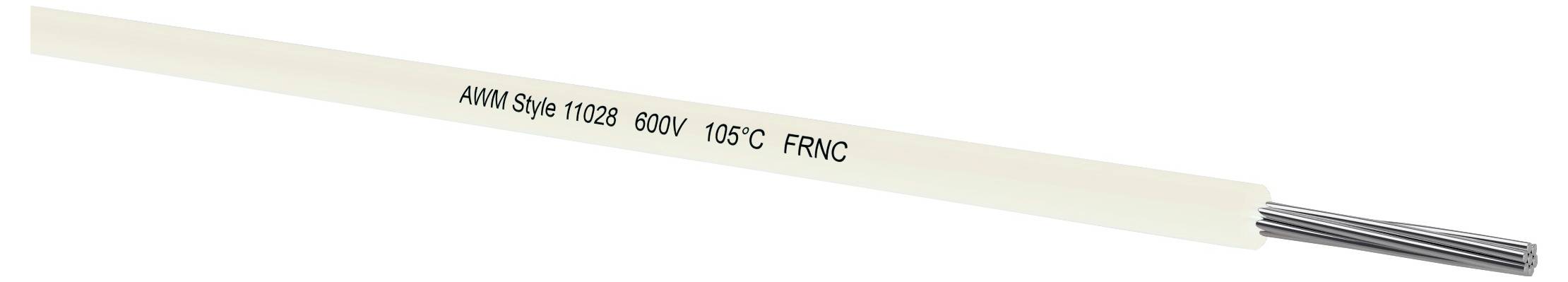 Beiges isoliertes Elektrokabel mit der Bezeichnung „AWM Style 11028 600V 105C FRNC