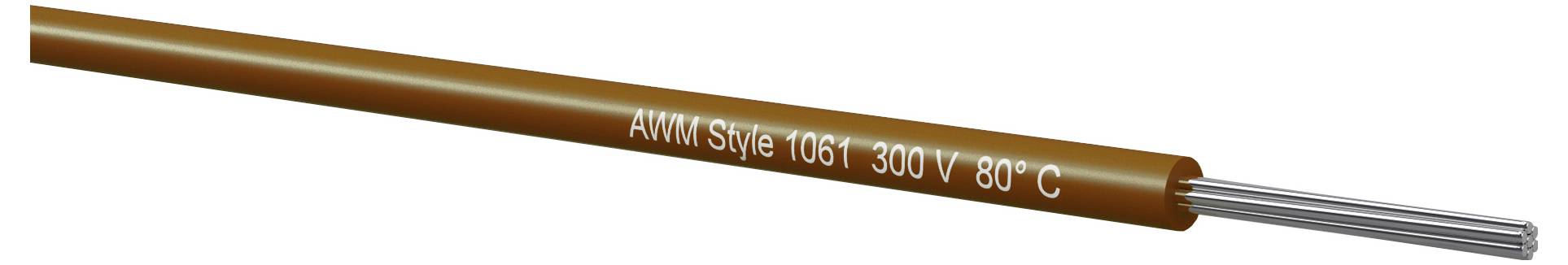 Braunes isoliertes Elektrokabel mit der Bezeichnung „AWM Style 1061 300 V 80°C