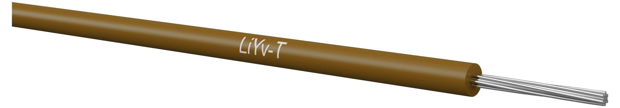 Ein braunes zylindrisches Elektrokabel mit der Bezeichnung „LiVV-T