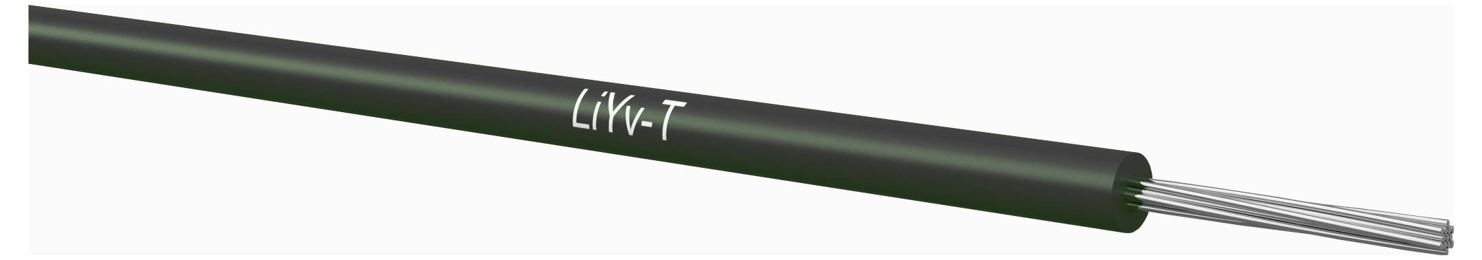 Ein schwarzes Stromkabel mit der Bezeichnung „LiYv-T