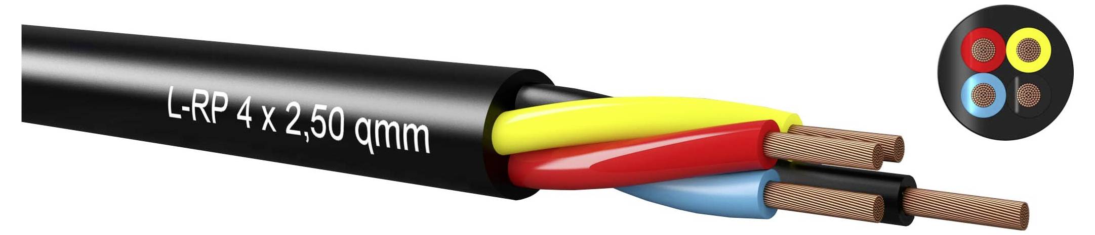 Darstellung eines vieraderigen L-RP-Kabels mit der Bezeichnung „L-RP 4 x 2,50 qmm