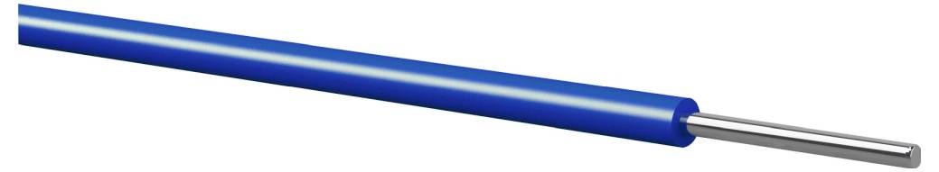 Ein blau-silberner zylindrischer Stift oder Stylus, diagonal auf weißem Hintergrund dargestellt.