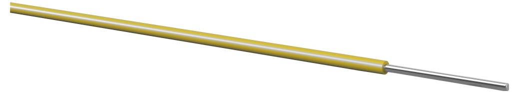 Ein Holzstift mit angespitztem gelbem Schaft und silberner Zwinge, horizontal auf weißem Hintergrund dargestellt.