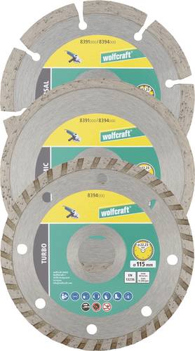Wolfcraft 8394000 Diamanttrennscheibe 115 mm 1 Set Altbeton, armiert, Backstein, Baustellenmaterial
