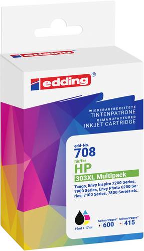 Edding Druckerpatrone ersetzt HP 303XL Multipack 2 Kompatibel Schwarz, Cyan, Magenta, Gelb EDD-708