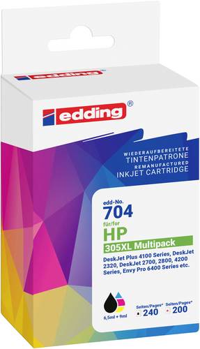 Edding Druckerpatrone ersetzt HP 305XL Multipack 2 Kompatibel Schwarz, Cyan, Magenta, Gelb EDD-704