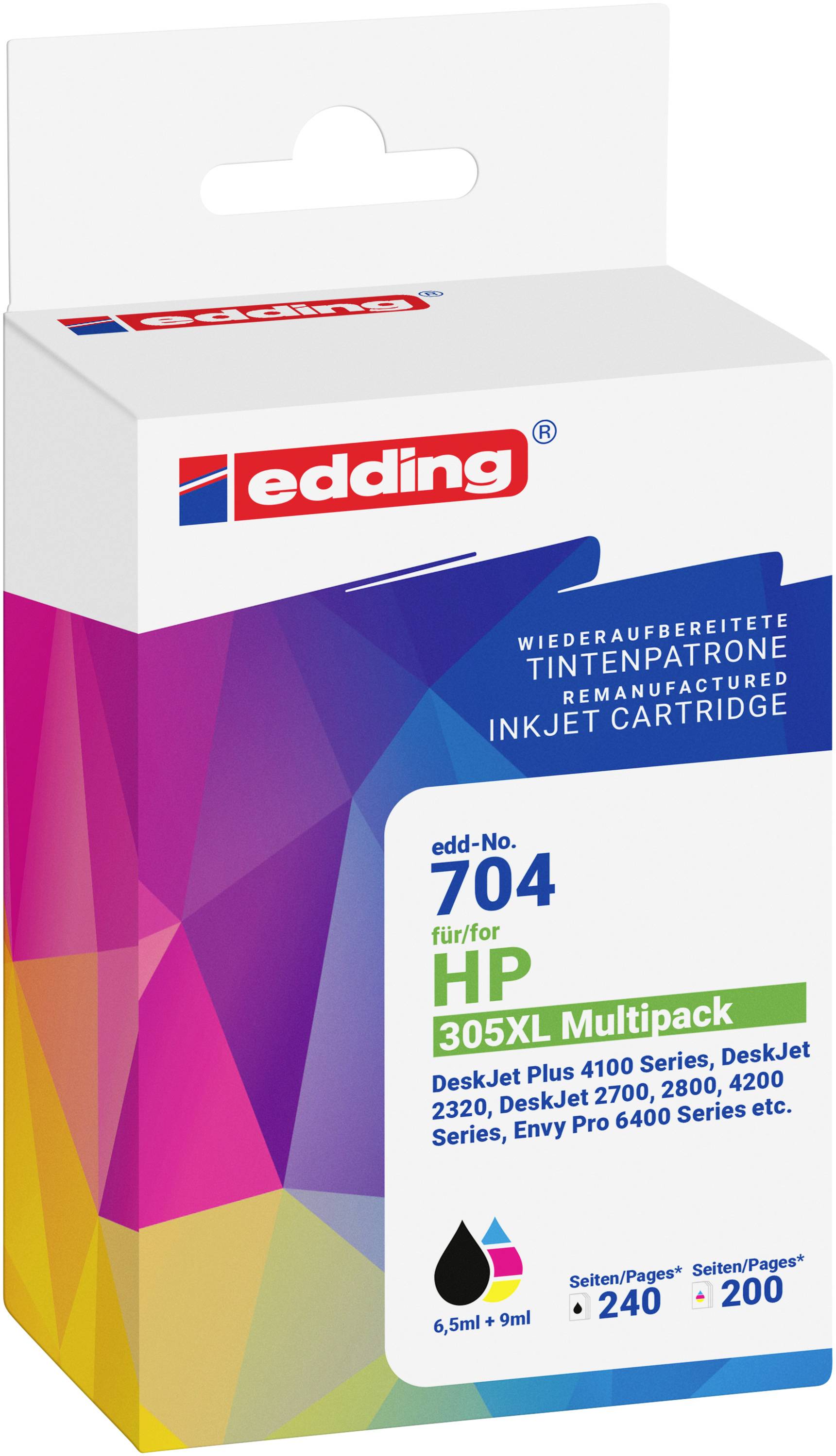 Edding Druckerpatrone ersetzt HP 305XL Multipack 2 Kompatibel Schwarz, Cyan, Magenta, Gelb EDD-704 18-704