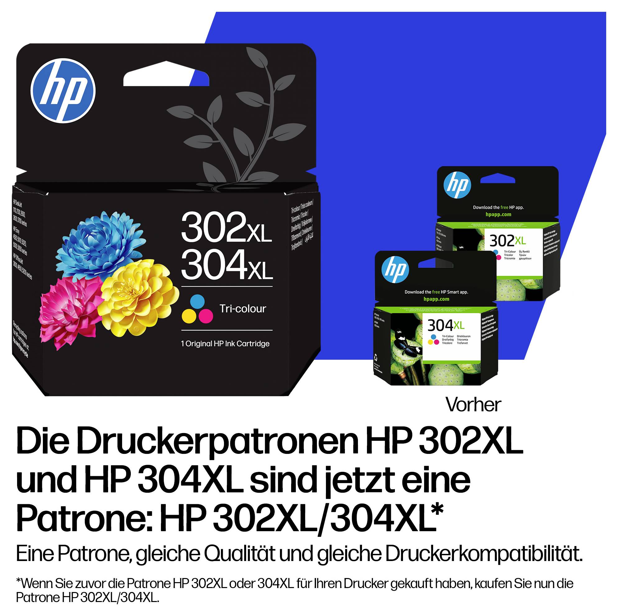 HP Druckerpatrone 302XL/304XL Original einzeln Cyan, Gelb, Magenta B7RT8AE