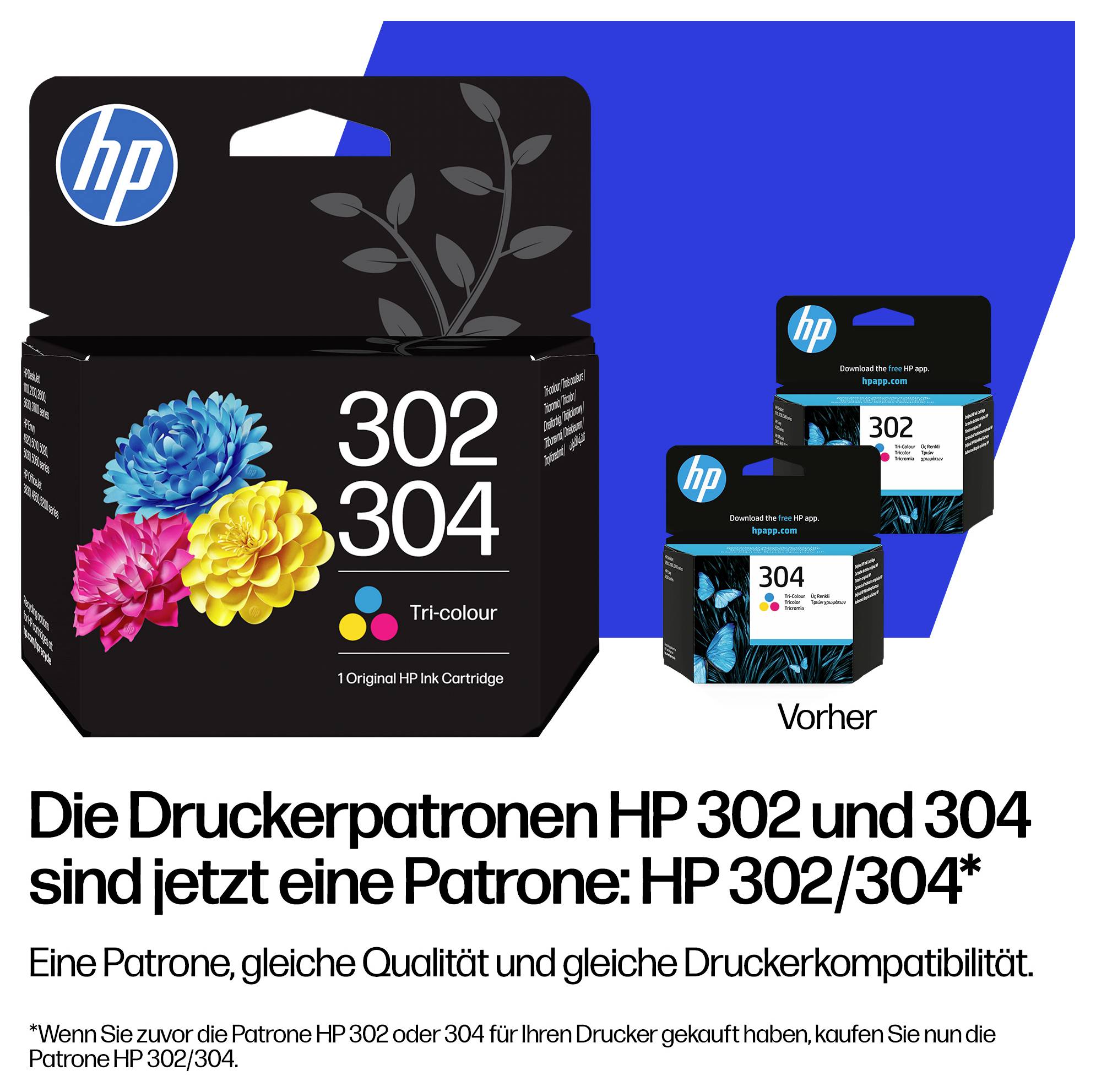 HP Druckerpatrone 302XL/304XL Original einzeln Cyan, Gelb, Magenta B7RT8AE