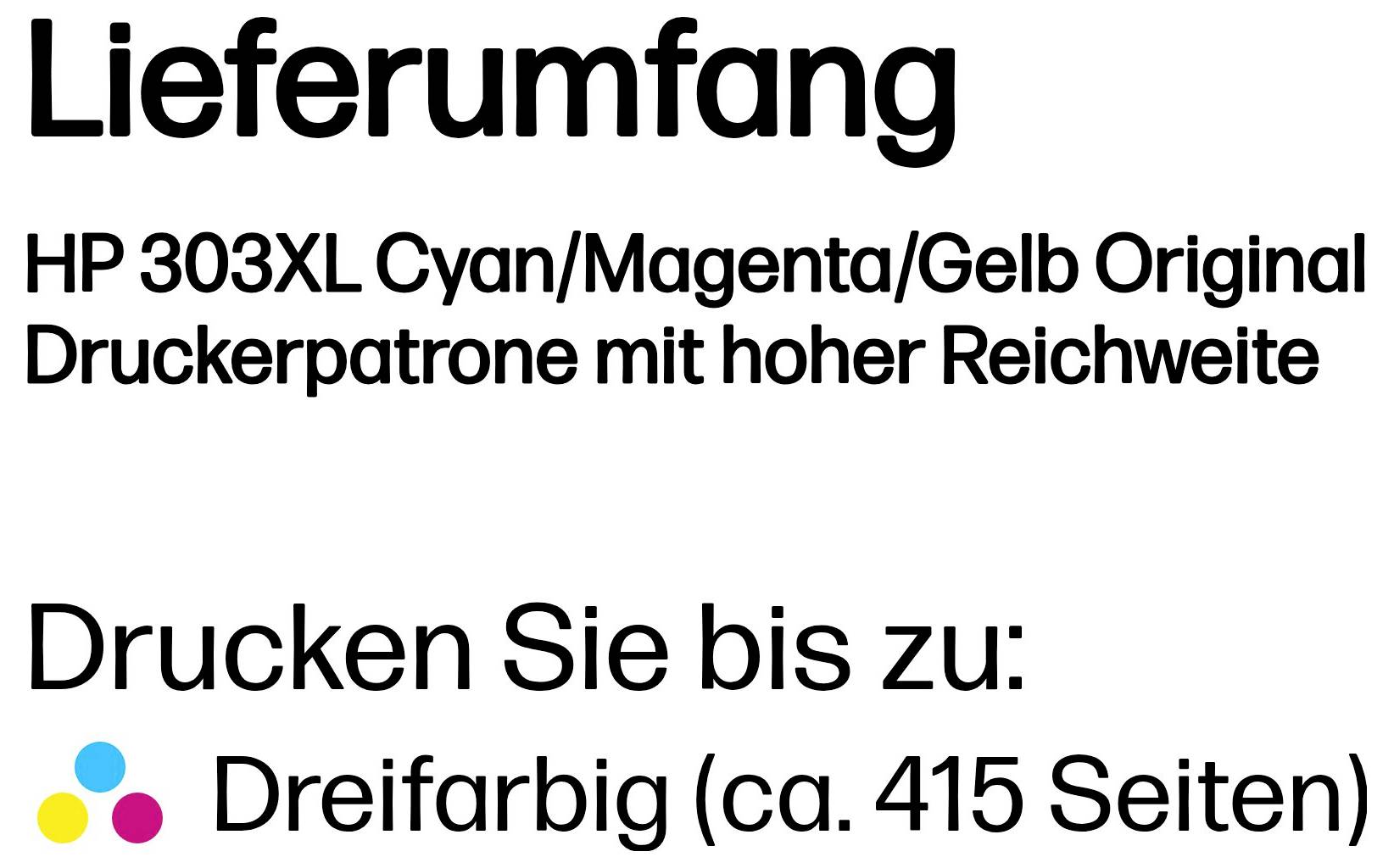 HP Druckerpatrone 303XL Original einzeln Cyan, Gelb, Magenta T6N03AE