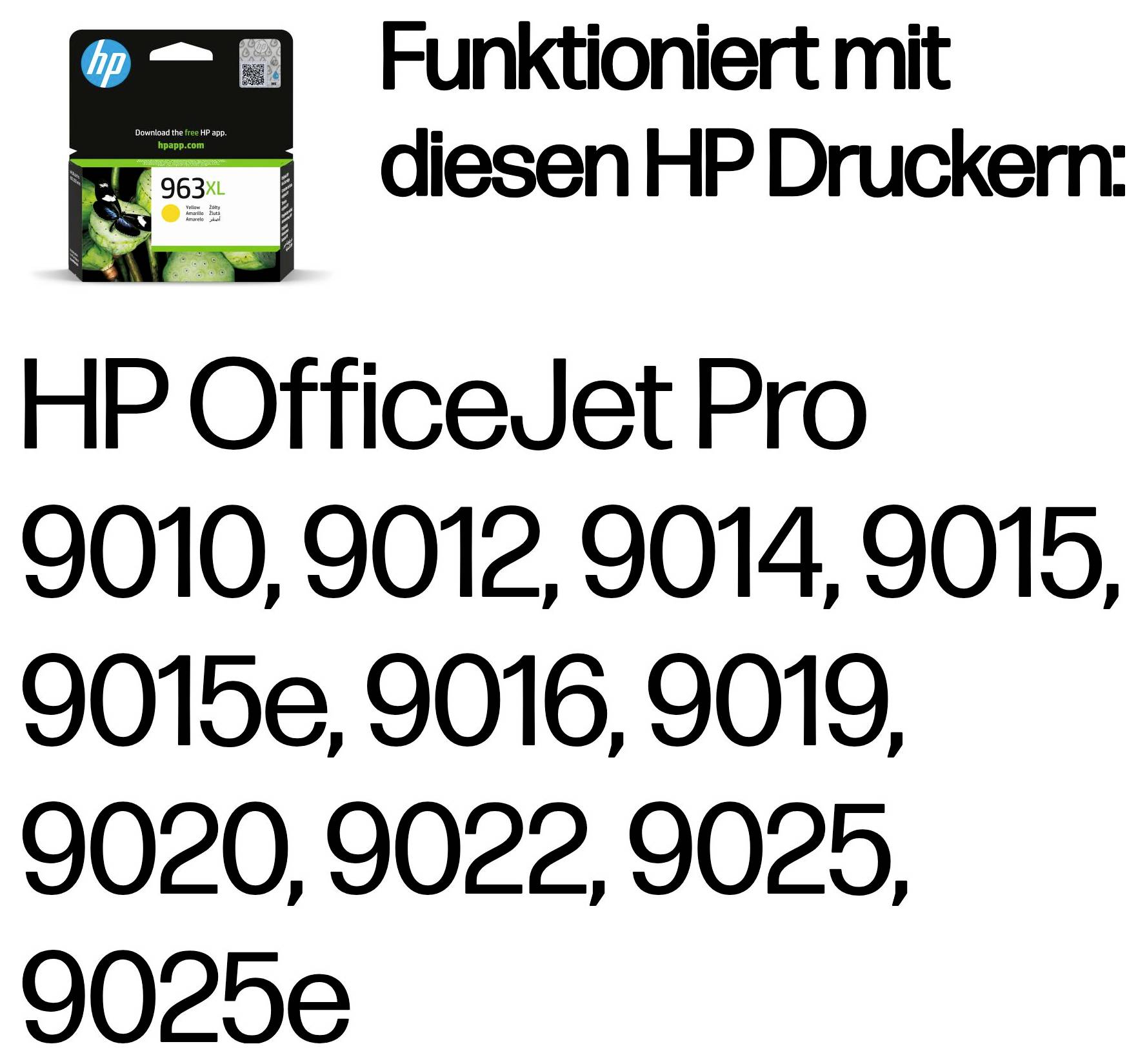 HP Tintenpatrone – kompatibel mit HP OfficeJet Pro Druckern: 9010, 9012, 9014, 9015, 9015e, 9016, 9019, 9020, 9022, 9025, 9025e.