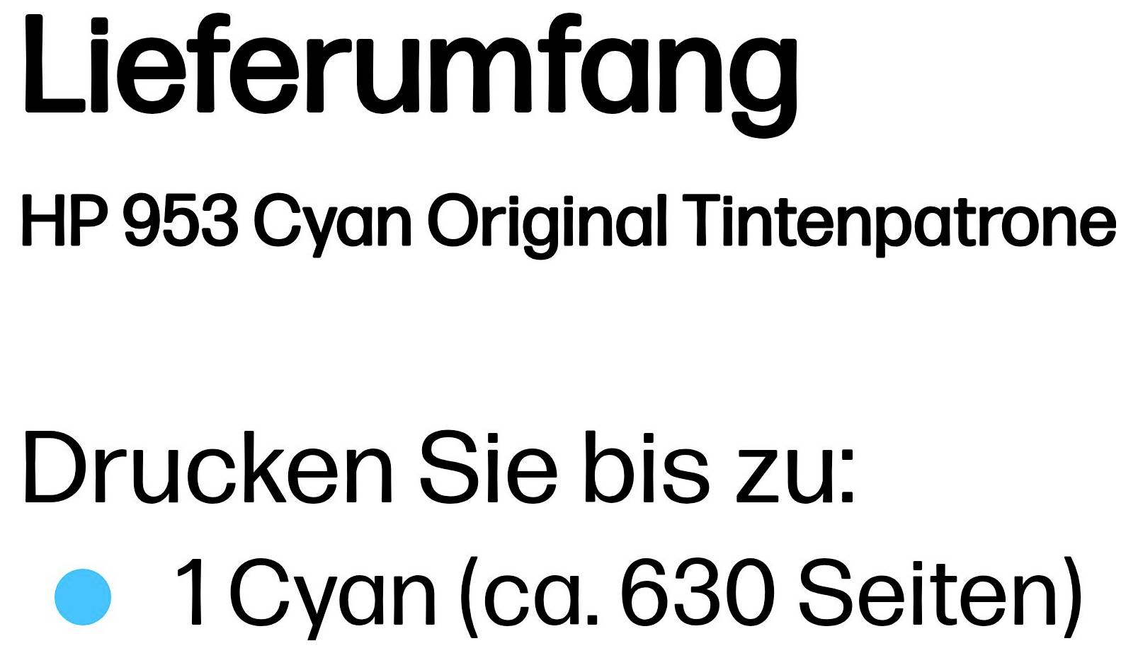 HP Druckerpatrone 953 - 8.5ml - Cyan - original - Offi Original einzeln Cyan F6U12AE