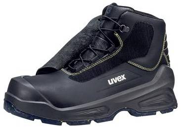 Schwarzer hoher Sicherheitsstiefel mit Schnürsenkeln und robuster Sohle, Marke 