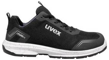 Schwarzer Uvex Sicherheits-Sneaker mit weißer Sohle und 