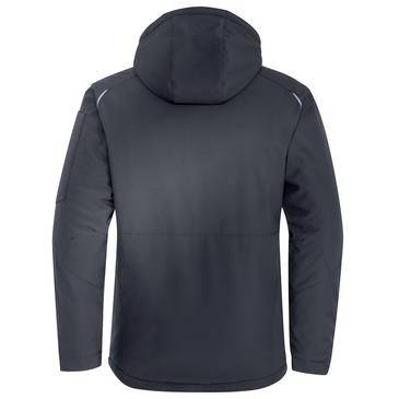 Dunkelgrauer Kapuzenjacke, von hinten dargestellt, mit langen Ärmeln und einfachem Reißverschluss-Frontstil im Outdoor-Design.