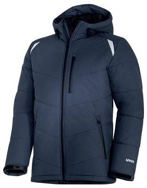 Marineblau isolierte Kapuzenjacke mit Frontreißverschluss und Reißverschlusstasche an der Seite, auf weißem Hintergrund dargestellt.