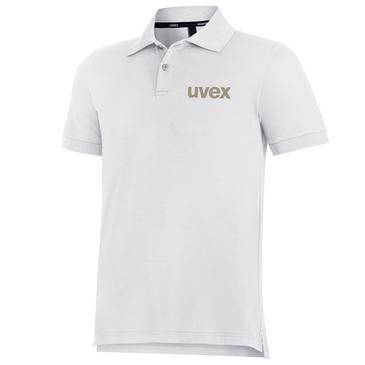 Weißes Poloshirt mit kurzen Ärmeln, Kragen und 