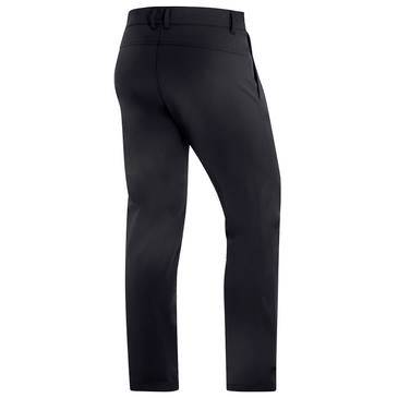 Schwarze eng anliegende Hose, auf weißem Hintergrund präsentiert, Vorderansicht.
