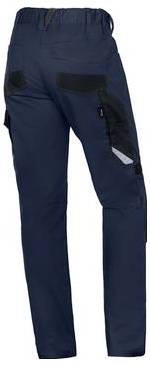 Marineblau Outdoor-Hose mit schwarzen verstärkten Knie- und Sitzbereichen, mit seitlicher Cargotasche und reflektierendem Detail.