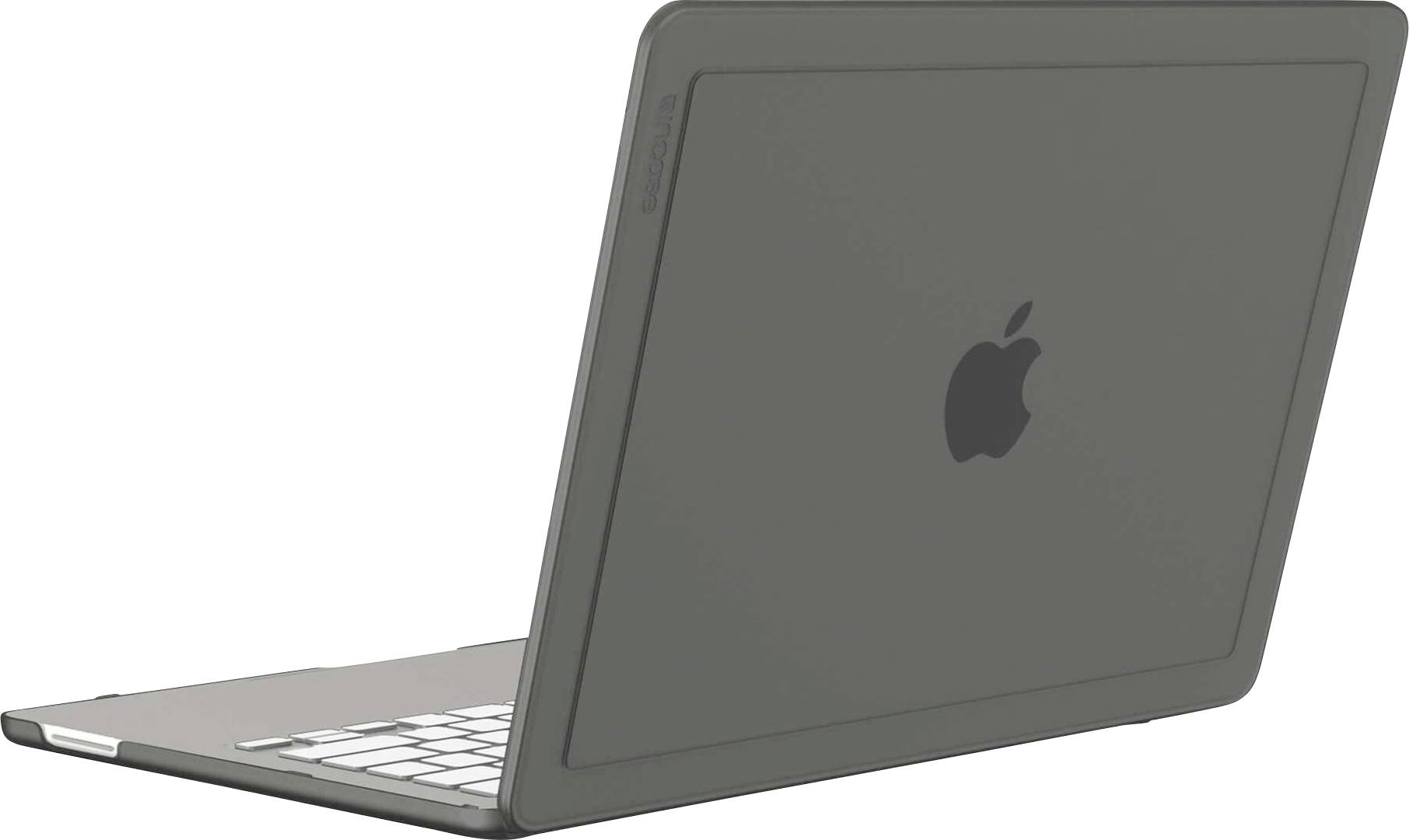 Laptop von Apple von hinten im Winkel gezeigt, Deckel geschlossen und Bildschirm nicht sichtbar.