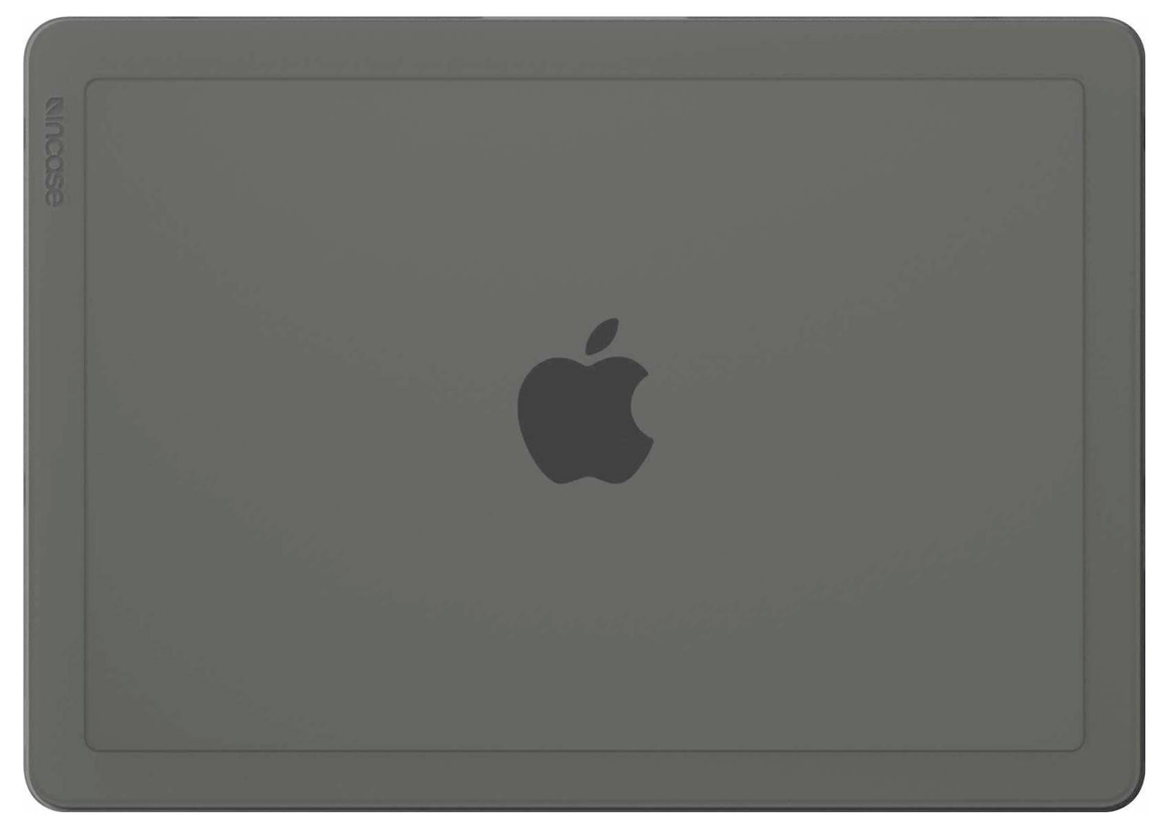 Grauer Apple-Geräterückseite mit zentriertem Apple-Logo und abgerundeter rechteckiger Gehäuseform.