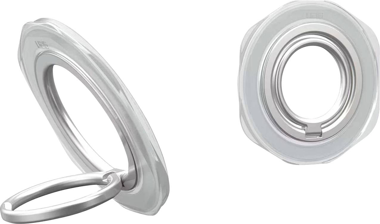 Zwei Ansichten einer Metallring-Zuggriff: schräge Seitenansicht mit abgesenktem Ring und Vorderansicht mit kreisförmiger Senkmontage.