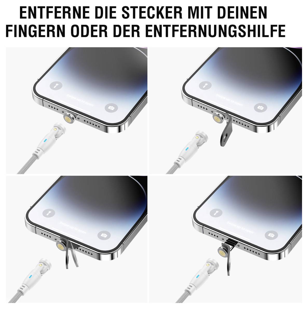 4Smarts USB-Ladekabel USB-C®, USB-A Stecker 1.8m Weiß 541236