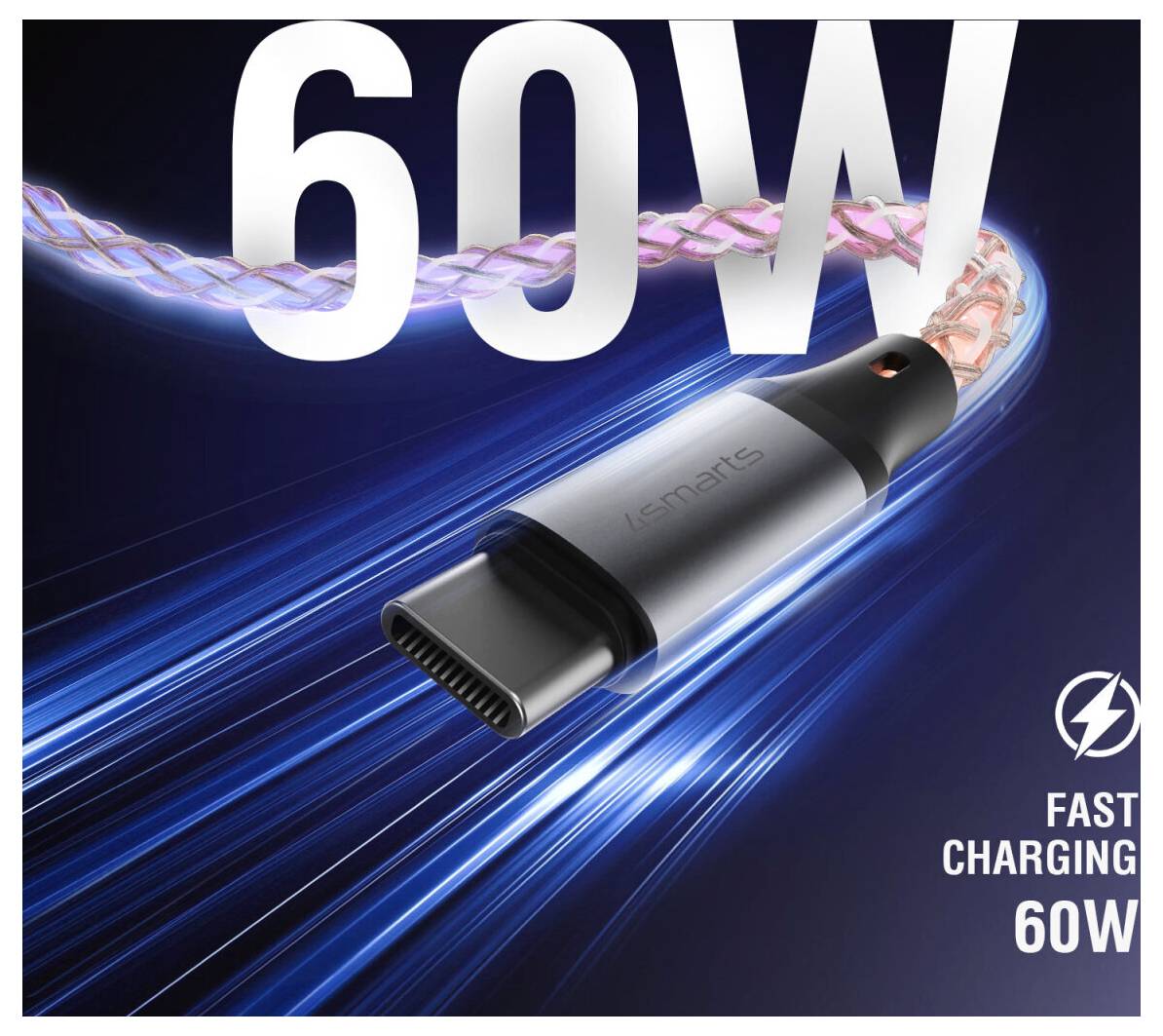 Werbebild eines USB-C-Ladekabels mit großem „60W
