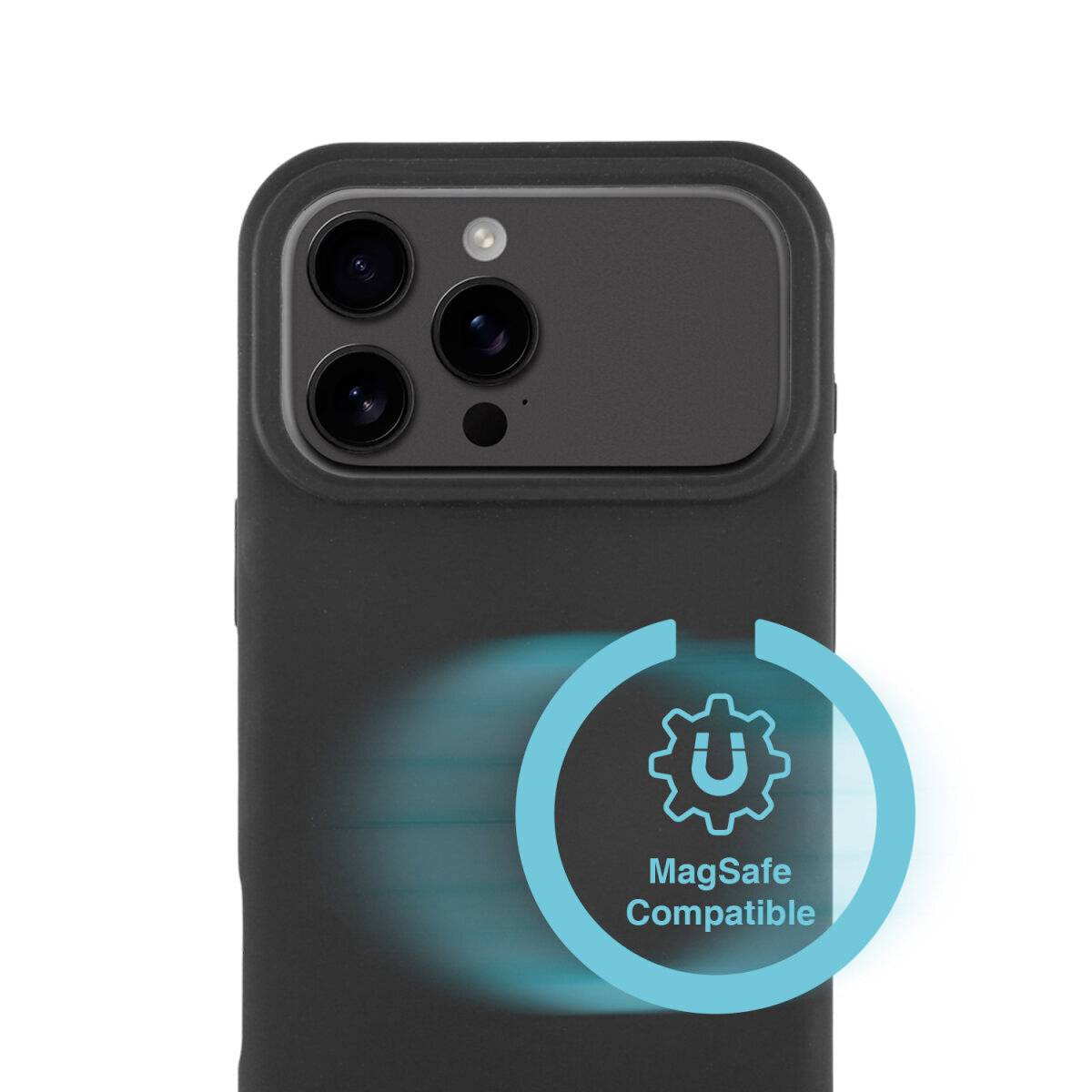 Schwarze Smartphone-Hülle mit Kameraausschnitt und einem 