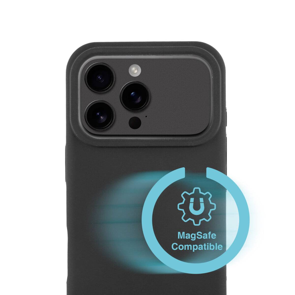 Schwarze iPhone-Hülle mit erhöhtem Kameroschutz und einem 
