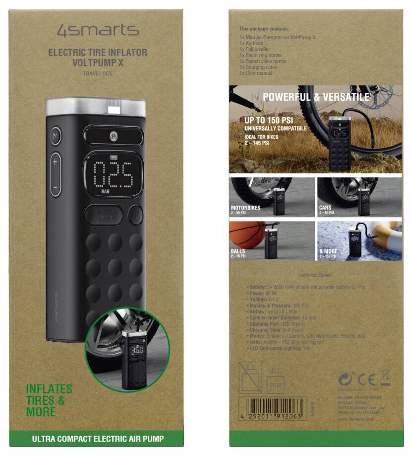 4Smarts 541578 VoltPump X Luftpumpe Schwarz
