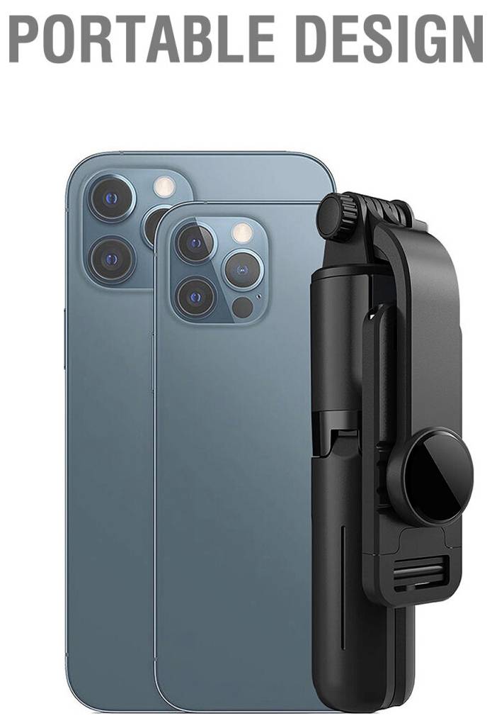 Tragbares Design: zwei blaue Smartphones neben einer schwarzen Clip-On-Kamera-Griffzubehör.
