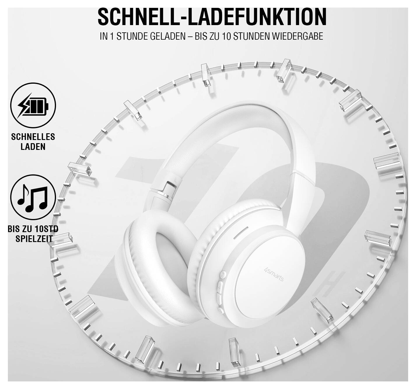 SCHNELLE LADEFUNKTIONIN 1 STUNDE GELADEN – BIS ZU 10 STUNDEN WIEDERGABESCHNELLES LADENBIS ZU 10STD SPIELZEIT