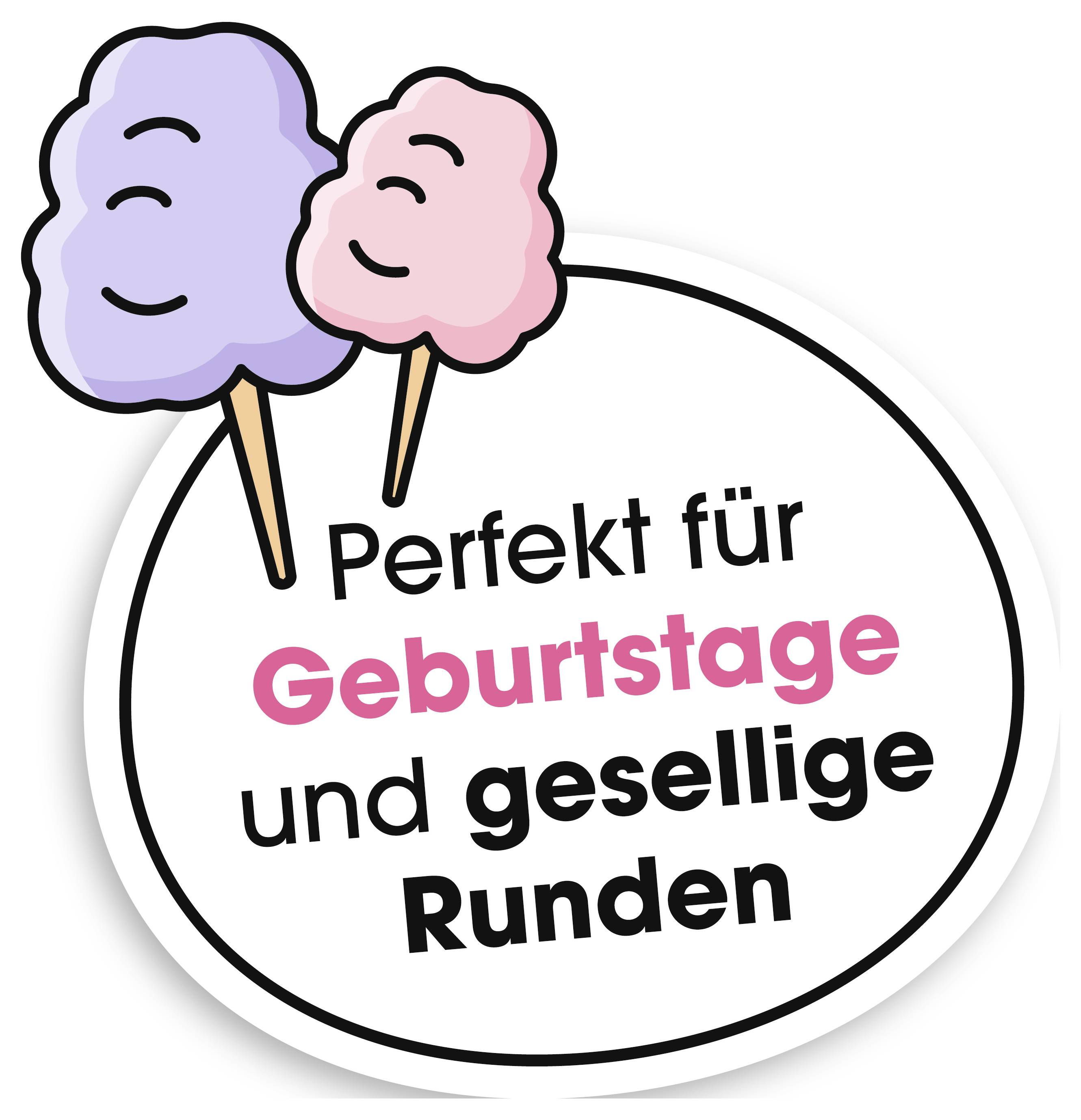 Werbegrafik mit zwei Eis am Stiel und Text: 'Perfekt für Geburtstage und gesellige Runden'.