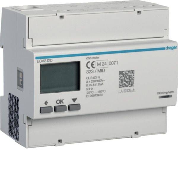 Digitales kWh-Stromzähler mit LCD-Bildschirm und QR-Code, gekennzeichnet mit 