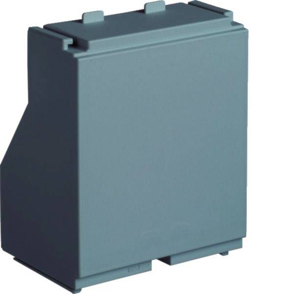 Blaugrau rechteckiges Elektromodul oder Batterie pack mit Anschlusstabs, gezeigt auf weißem Hintergrund.