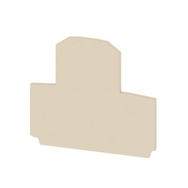 Beige gestanzte Kartonbox oder Verpackungseinsatz-Vorlage auf weißem Hintergrund.