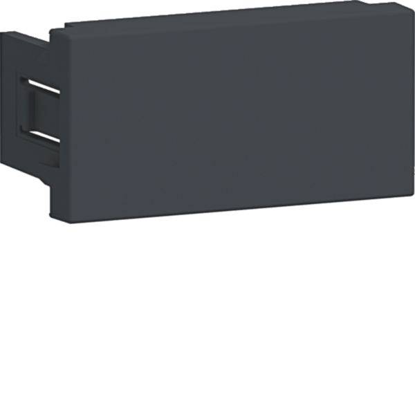 Dunkelgraues rechteckiges elektronisches Modul mit einer kleinen Anschlusslasche an einem Ende, isoliert auf weißem Hintergrund dargestellt.