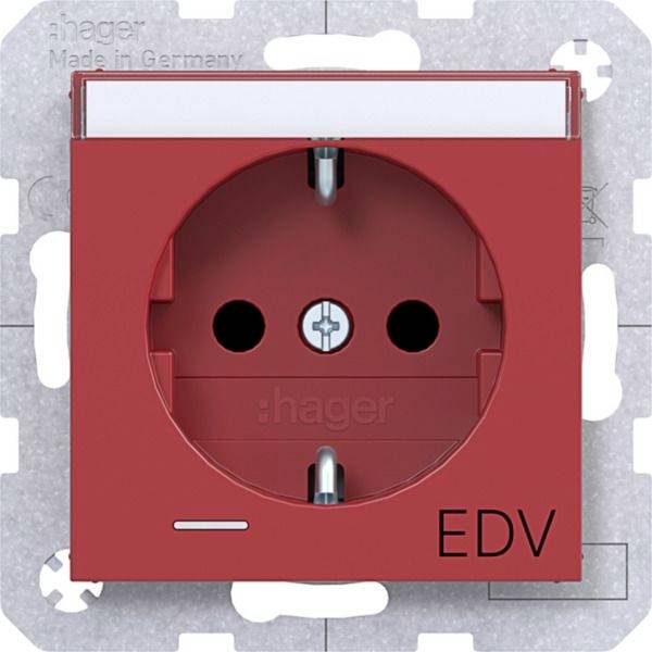 Rote elektrische Wandsteckdose mit 