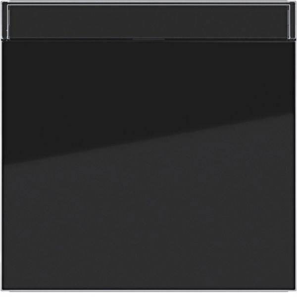 Schwarzes quadratisches elektronisches Gerät oder Bildschirm mit schmaler silberner oberer Blende und dunkel reflektierendem Bildschirm.